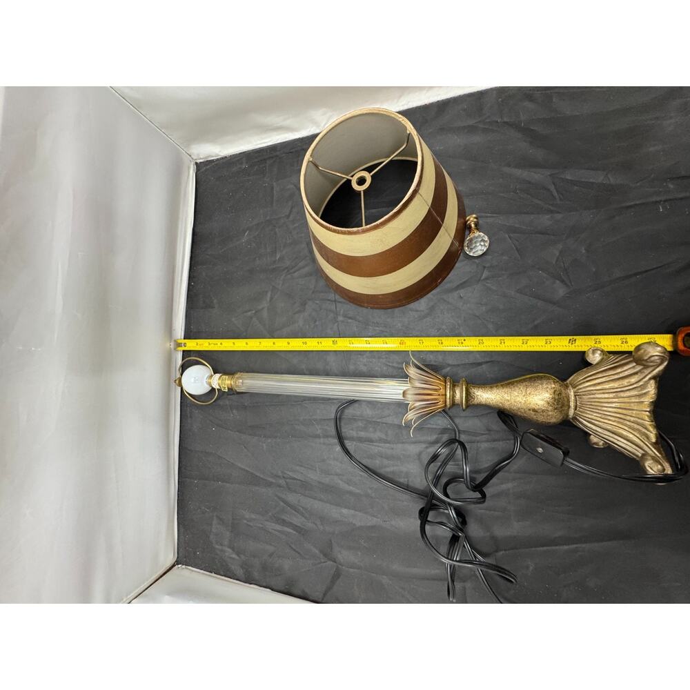 Vintage Wildwood Table Lamp Fluted Glass Column Brass Mid Century Modern MCM 22" - Picture 14 of 15